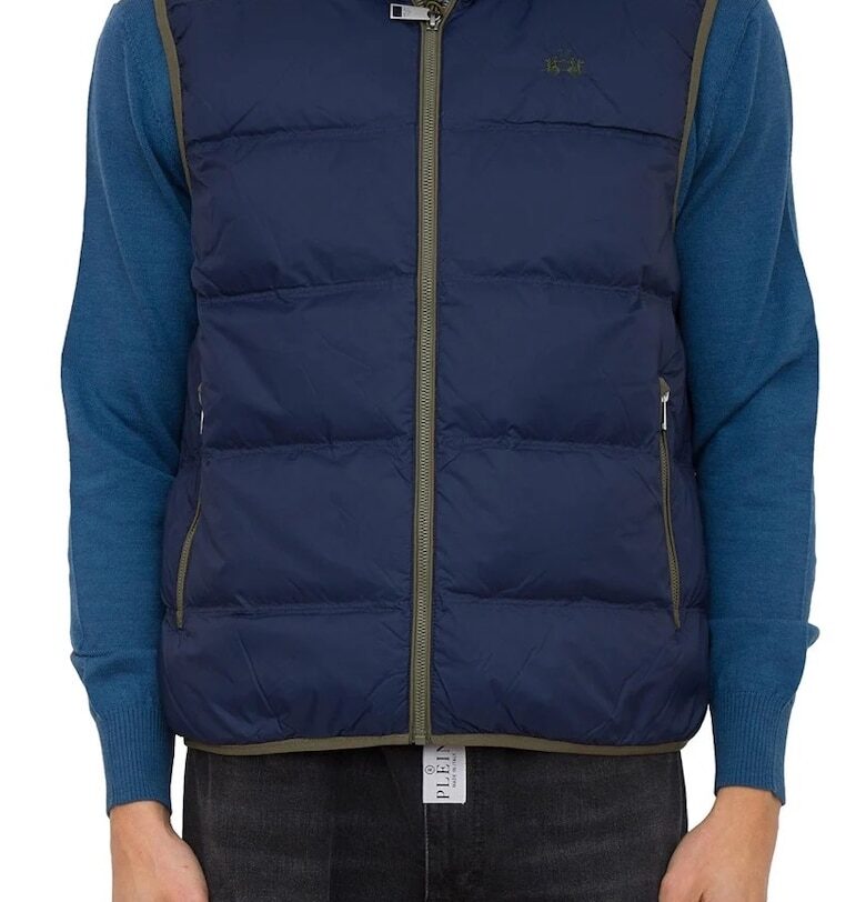 Мъжки елек  с пълнеж от пух и странични джобове - Тъмносин LA MARTINA