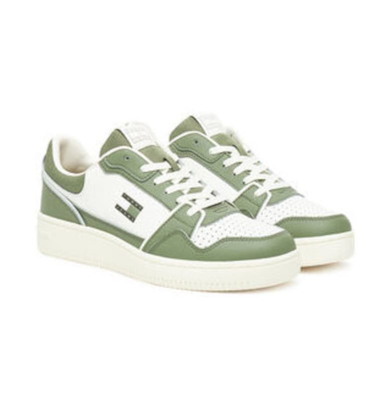 Мъжки кецове -  305437938 - естествена кожа - бял/зелен Tommy Jeans