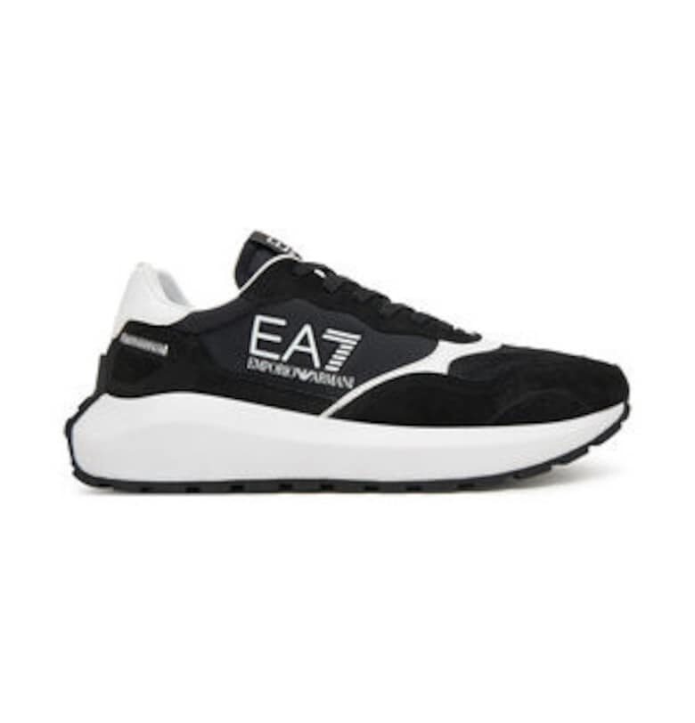 Мъжки кецове - Emporio Armani  естествена кожа - черен/бял EA7