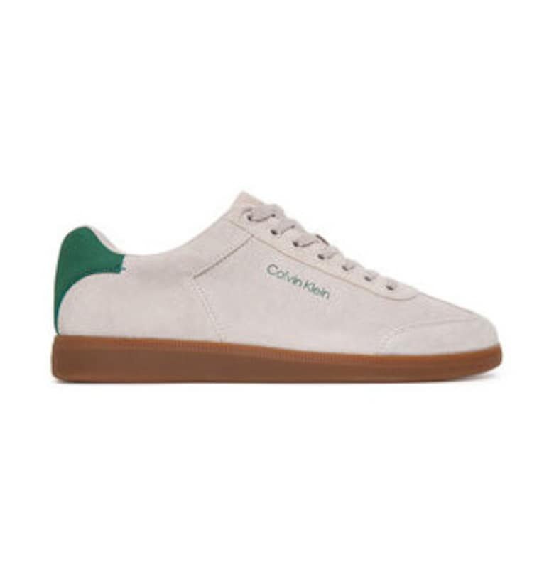 Мъжки кецове -  305525826 - естествена кожа - сиво/зелено CALVIN KLEIN