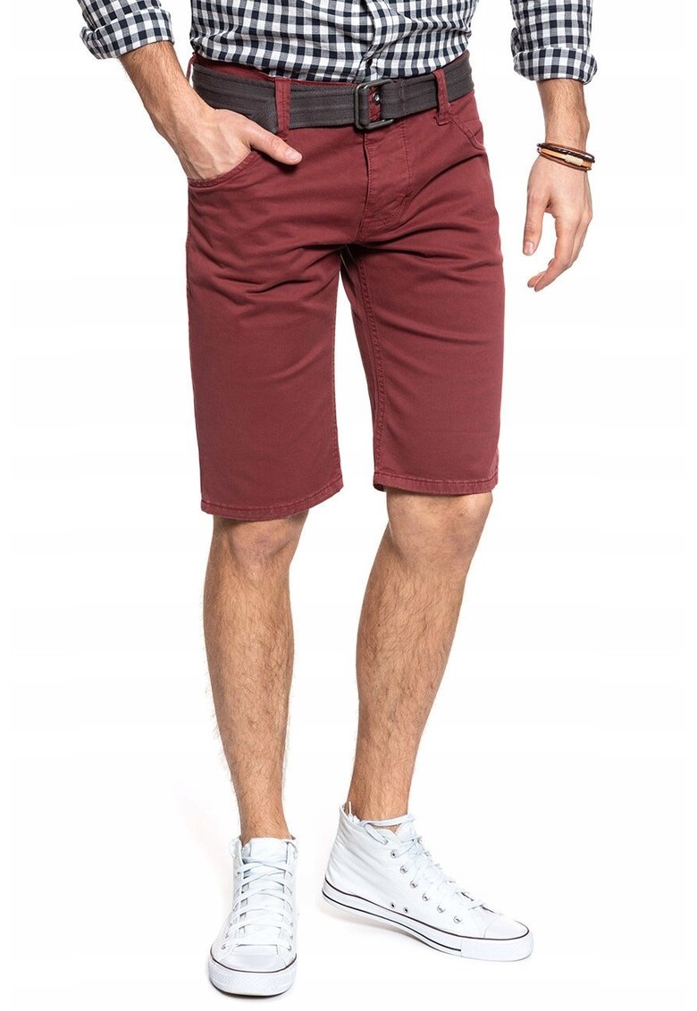 Мъжки къси панталони - 1007589 7139 - Материал: 100% памук - Кройка: Slim Fit - Закопчаване: Цип - Брой джобове: 5 - W29 EU - Червени Mustang