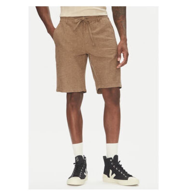 Мъжки къси панталони  30-508003 - Лен/Памук - Бежов - Бежов LINDBERGH