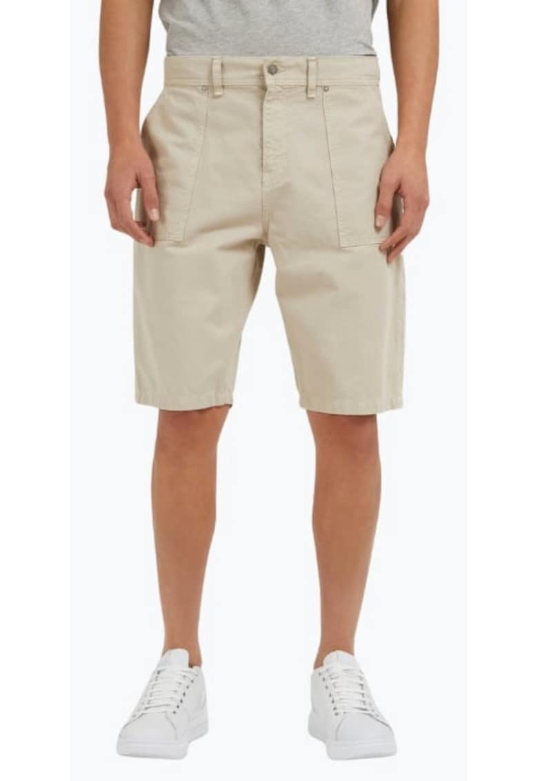 Мъжки памучни дънкови къси панталони със средна талия и Regular fit крем GUESS