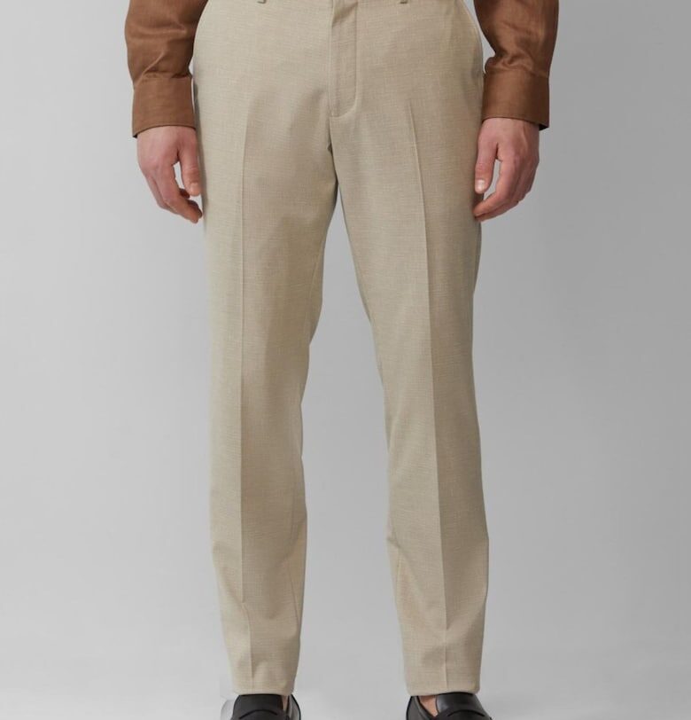 Мъжки панталон за костюм с фин десен и кройка Regular Fit - Светлокафяв sOliver BLACK LABEL