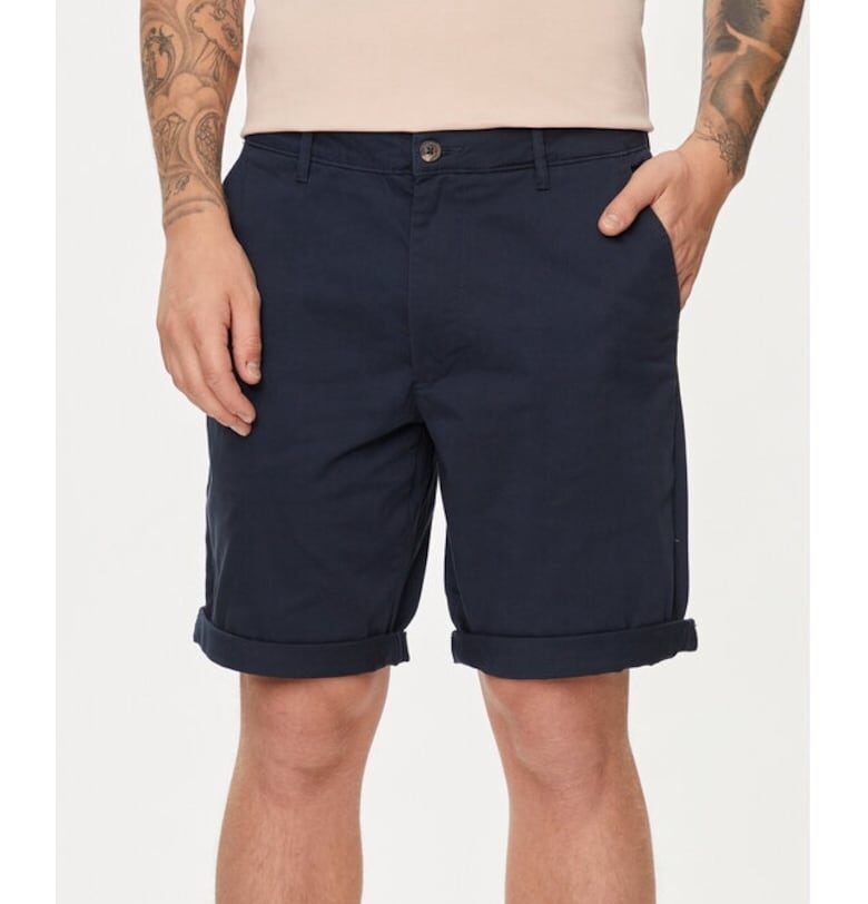 Мъжки панталон - плътен - 28966 - памук - тъмносин Solid