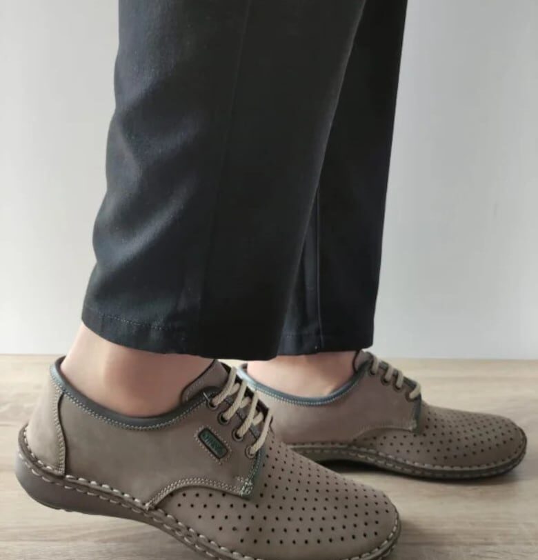 Мъжки перфорирани ежедневни обувки  9558 14-2 Бежово-сиви Lotus Nubuck - Бежови Otter