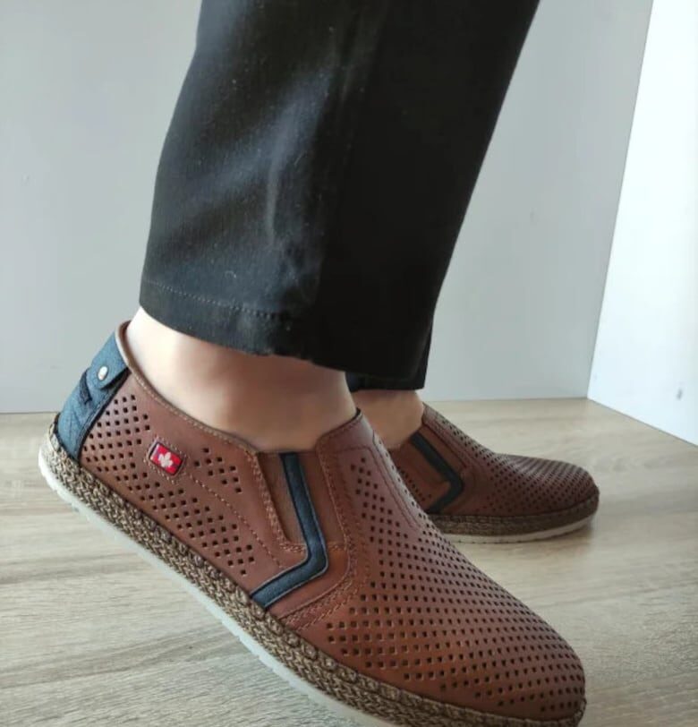 Мъжки перфорирани ежедневни обувки  B5297-24 кафяви + тъмносини - кафяви Rieker