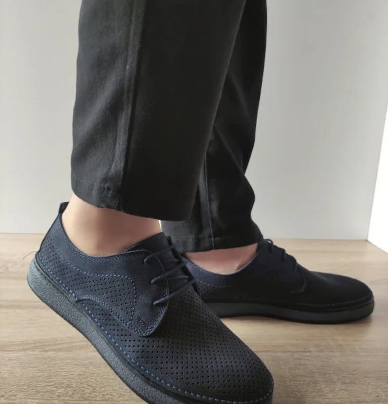 Мъжки перфорирани ежедневни обувки  B69-321 - тъмносиньо - син GORETTI