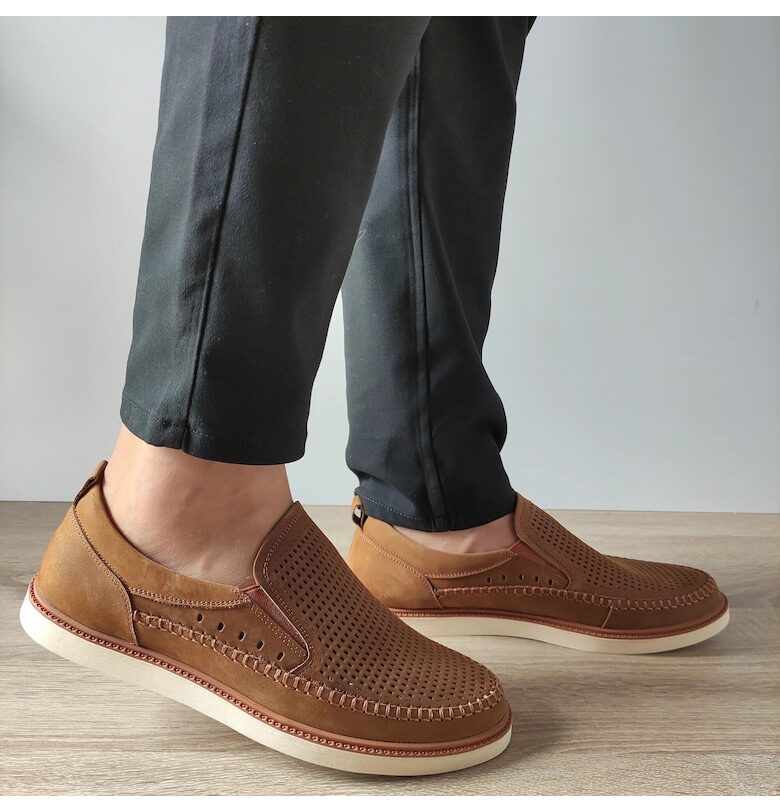 Мъжки перфорирани обувки  Z1248703-5 Taupe - Taupe Mels