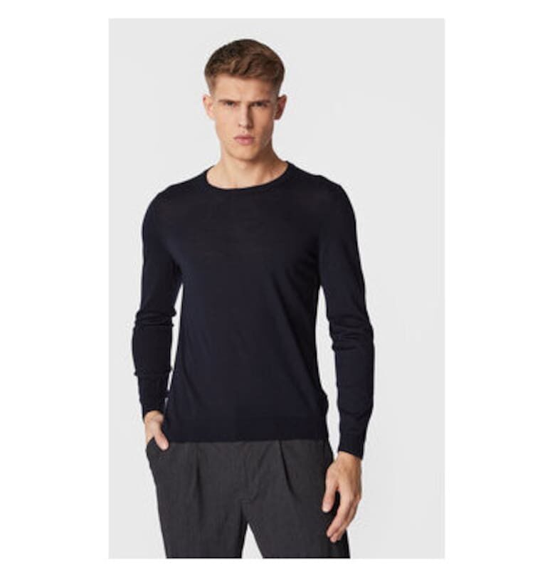 Мъжки пуловер -  301461357 - Вълнен - S INTL - Син BOSS