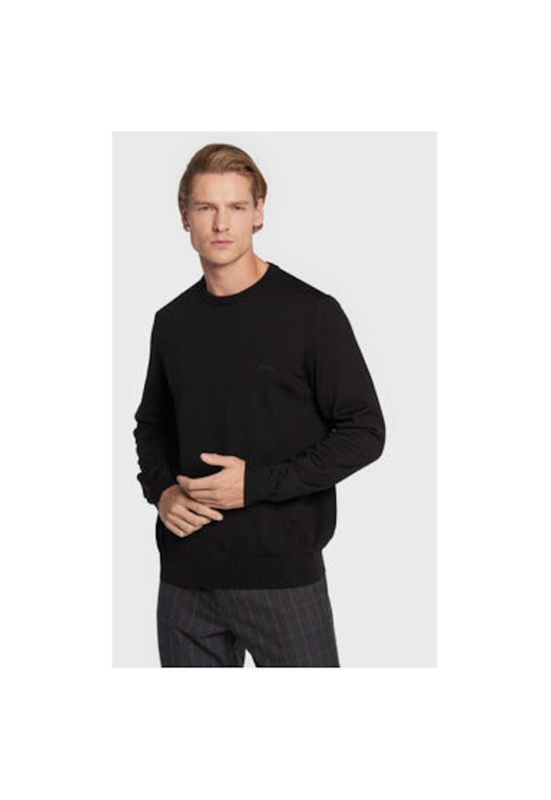 Мъжки пуловер - 301462057 - Вълнен - Черен - Черен BOSS