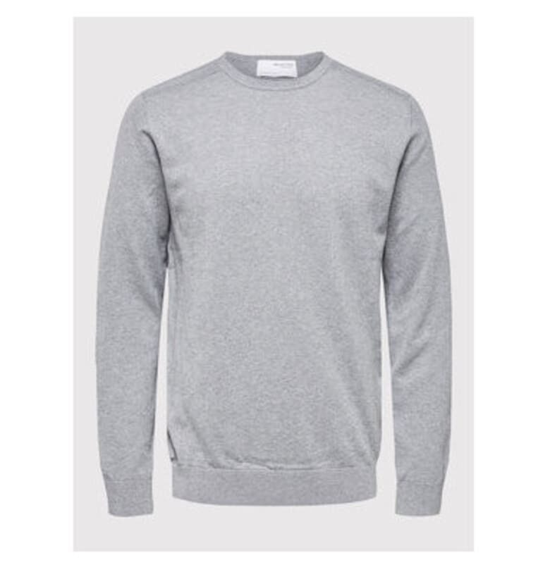 Мъжки пуловер -  301672456 - Органичен памук - Сив - Сив Selected Homme