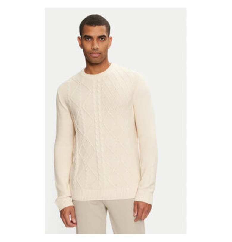 Мъжки пуловер -  304210891 - Памук/Акрил - Бежов - Бежов Tom Tailor