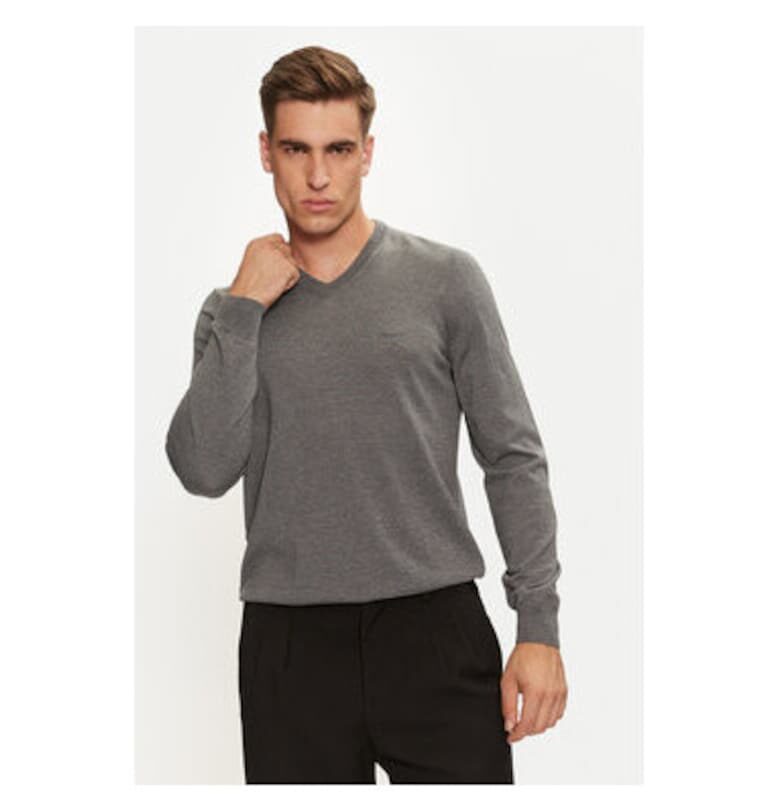 Мъжки пуловер -  304236556 - Вълнен - Сив - Сив BOSS