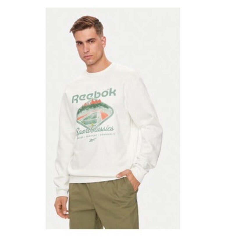 Мъжки суитшърт -  304552458 - Памук/Рециклиран полиестер - Бял - Бял Reebok