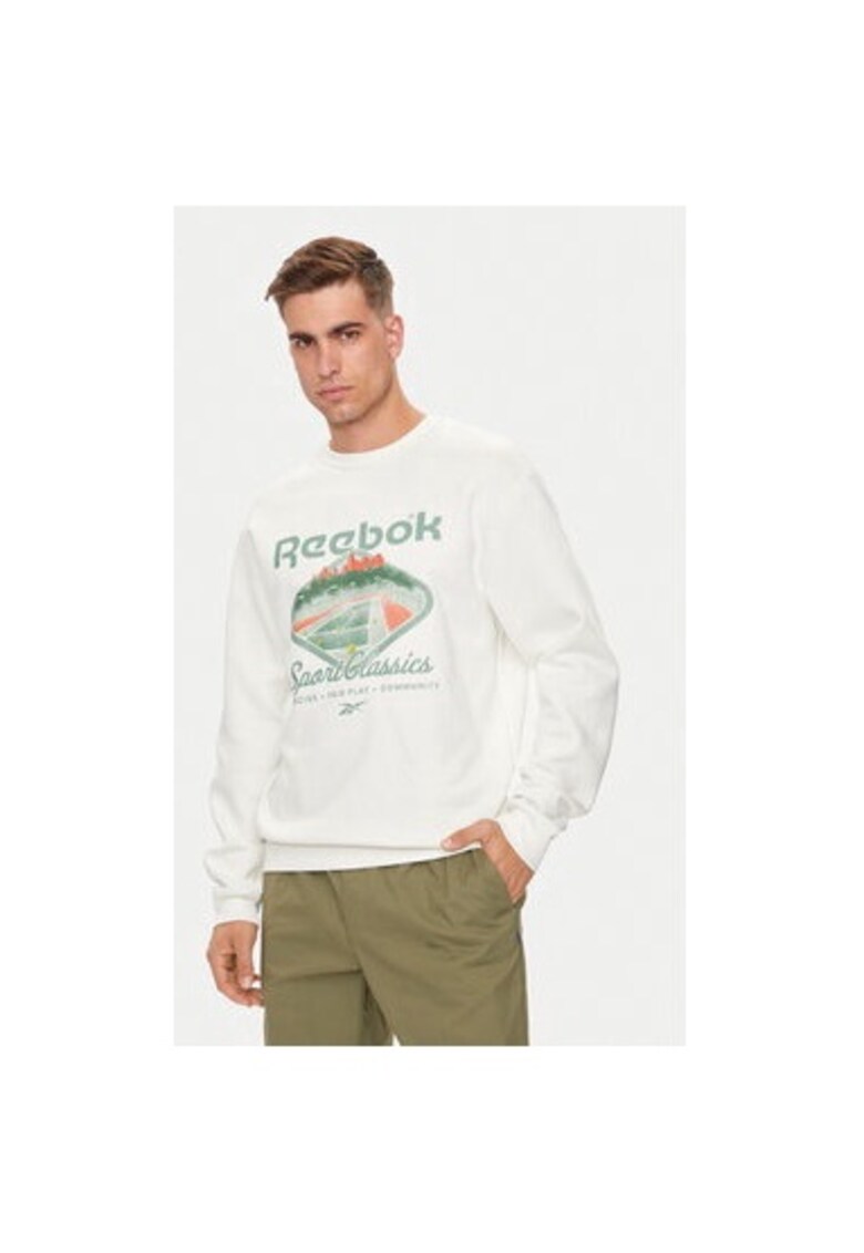 Мъжки суитшърт - 304552458 - Памук/Рециклиран полиестер - Бял - Бял Reebok