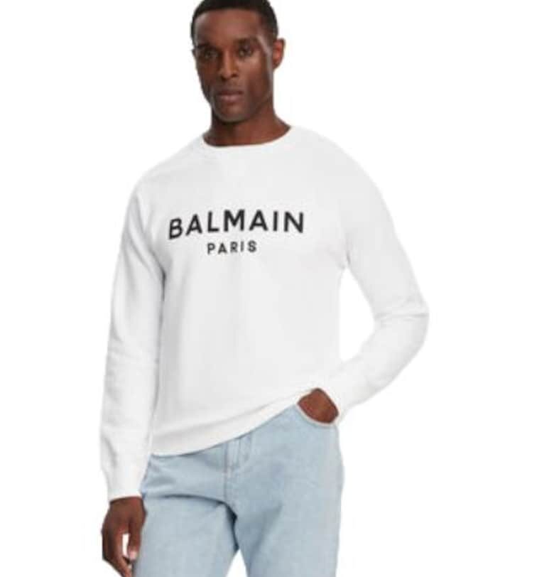 Мъжки суитшърт DH1JQ005BB65 -  Памук/Еластан - Бял - Balmain