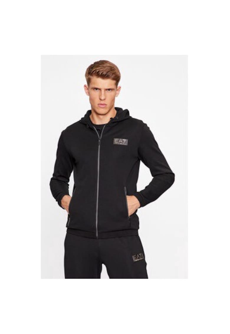 Мъжки суитшърт - Emporio Armani 303084097 - Полиестер/Памук - Черен - Черен EA7