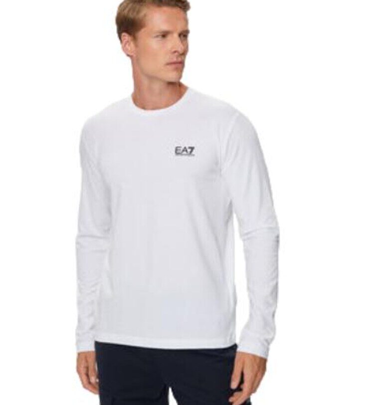 Мъжки суитшърт - Emporio Armani  памук и еластан - бял EA7