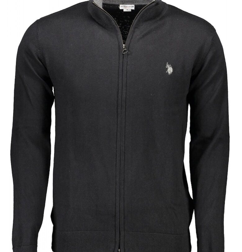 Мъжки суичър с цип 7114 - Черен US Polo Assn