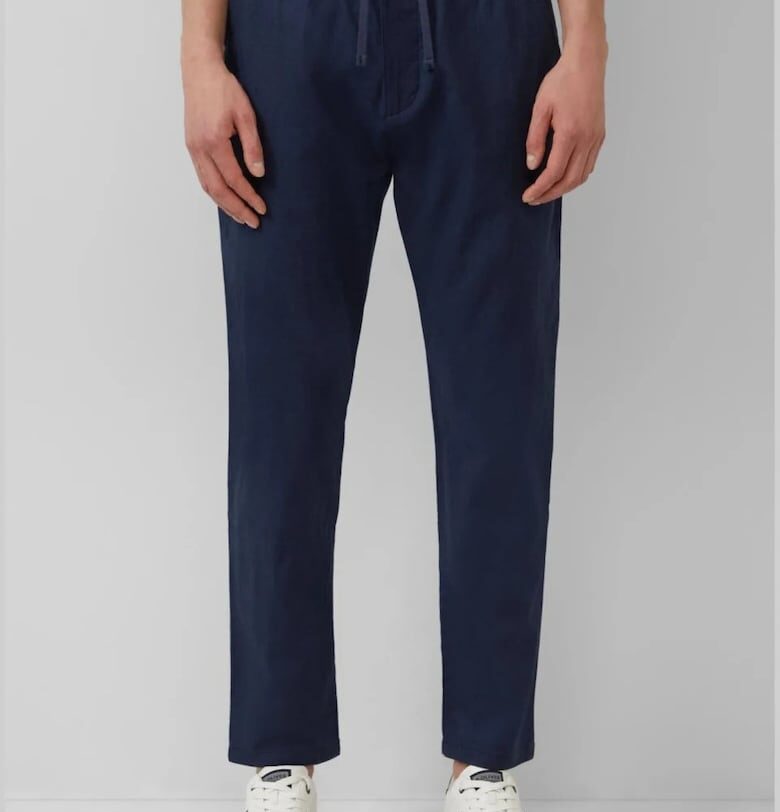 Мъжки чинос панталон  Детройт - изработен от смес от лен и памук - еластична талия - Тъмно морско синьо sOliver