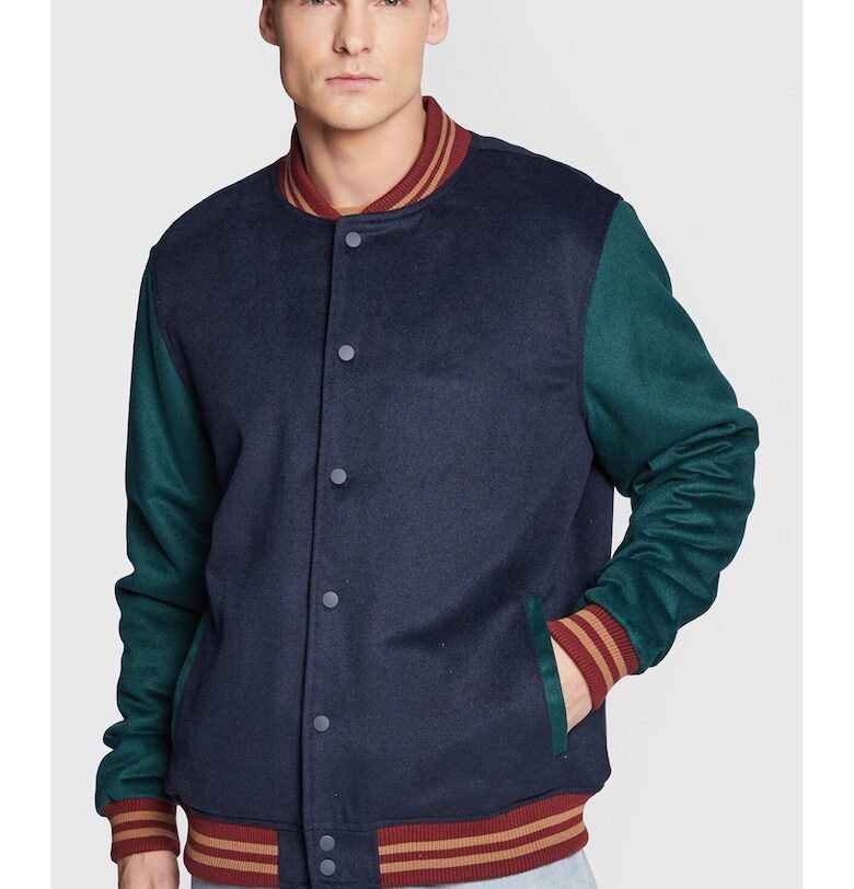 Мъжко бомбър яке - Памук - Акрил - Тъмносин Cotton On