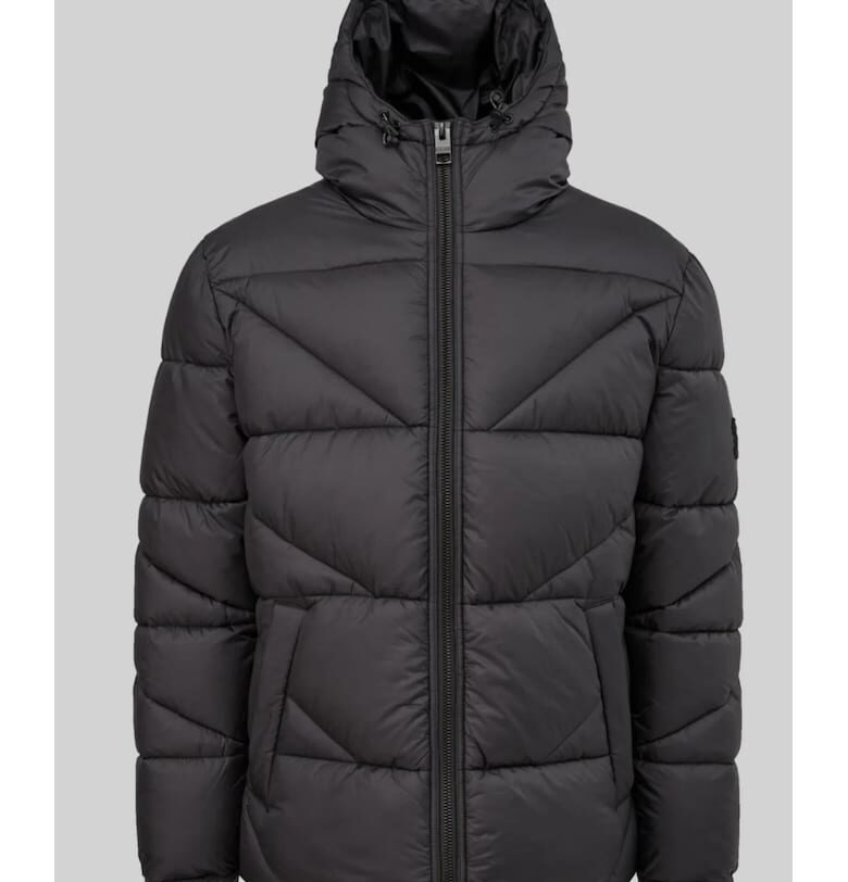 Мъжко ватирано яке с качулка - 2 джоба - лого -  Черен sOliver