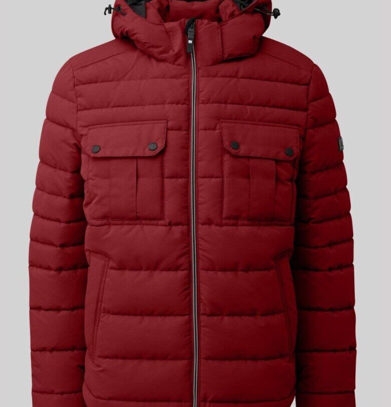 Мъжко ватирано яке  с подвижна качулка и множество джобове - Тъмночервен sOliver