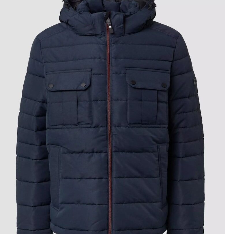 Мъжко ватирано яке  с подвижна качулка и множество джобове - Тъмно морско синьо sOliver