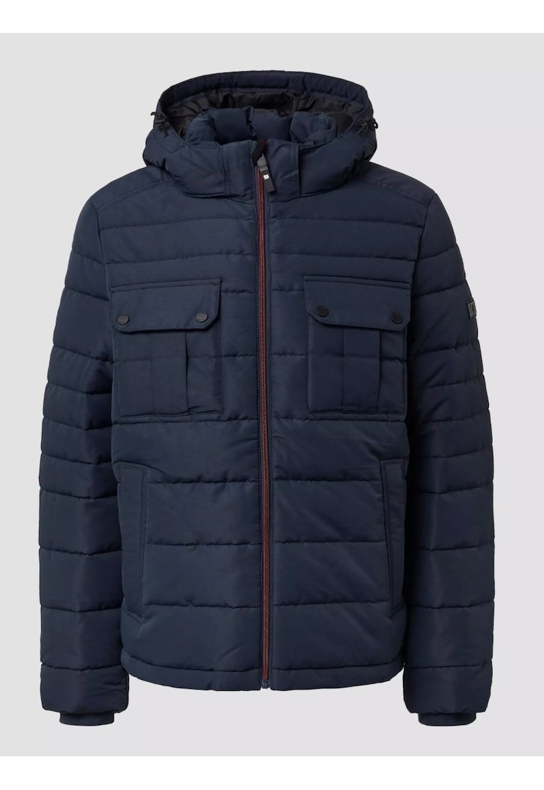 Мъжко ватирано яке с подвижна качулка и множество джобове - Тъмно морско синьо sOliver