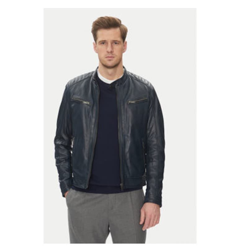 Мъжко кожено яке  ALON - Естествена кожа - Тъмносиньо - Тъмносин Serge Pariente