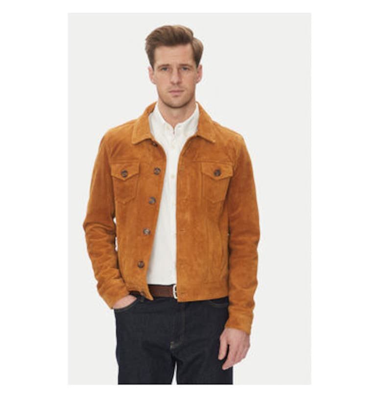 Мъжко кожено яке  Велур - Естествена кожа - Кафяво - Кафяв Serge Pariente