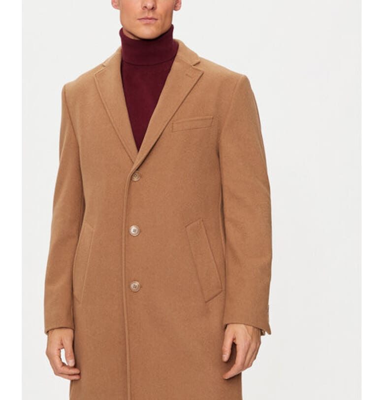 Мъжко палто -  304463938 - Вълна/Полиестер - Кафяв - Кафяв Pierre Cardin