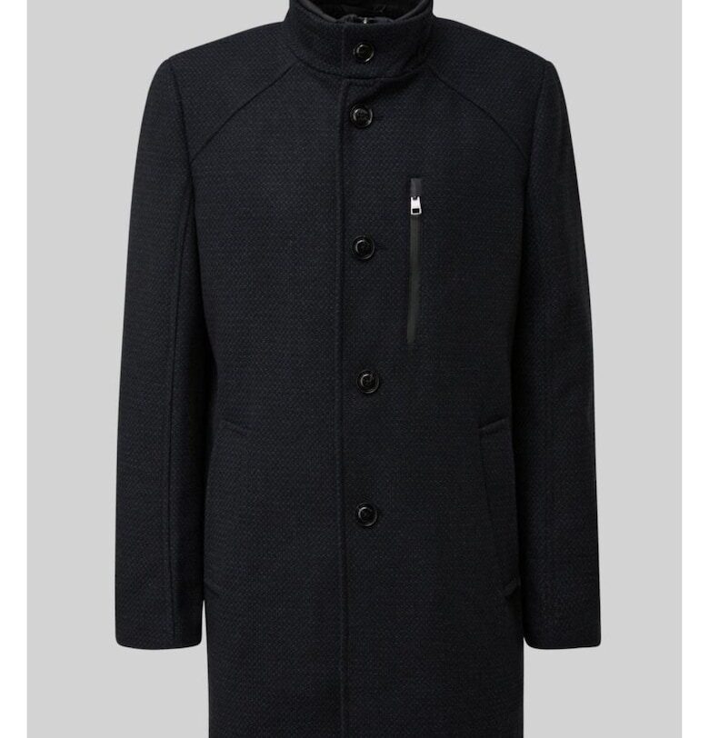 Мъжко палто  от вълнена смес - двуредно закопчаване - тъмносин - Тъмно морско синьо sOliver BLACK LABEL