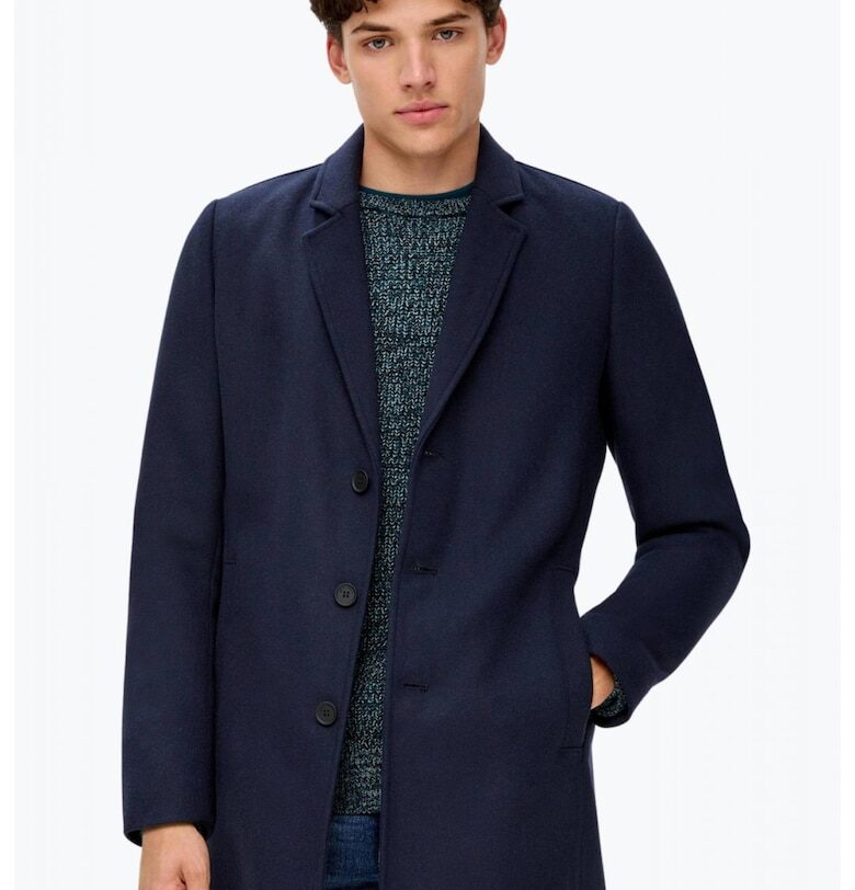 Мъжко палто с коси джобове и закопчаване с копчета  от s.Oliver Navy Blue QS