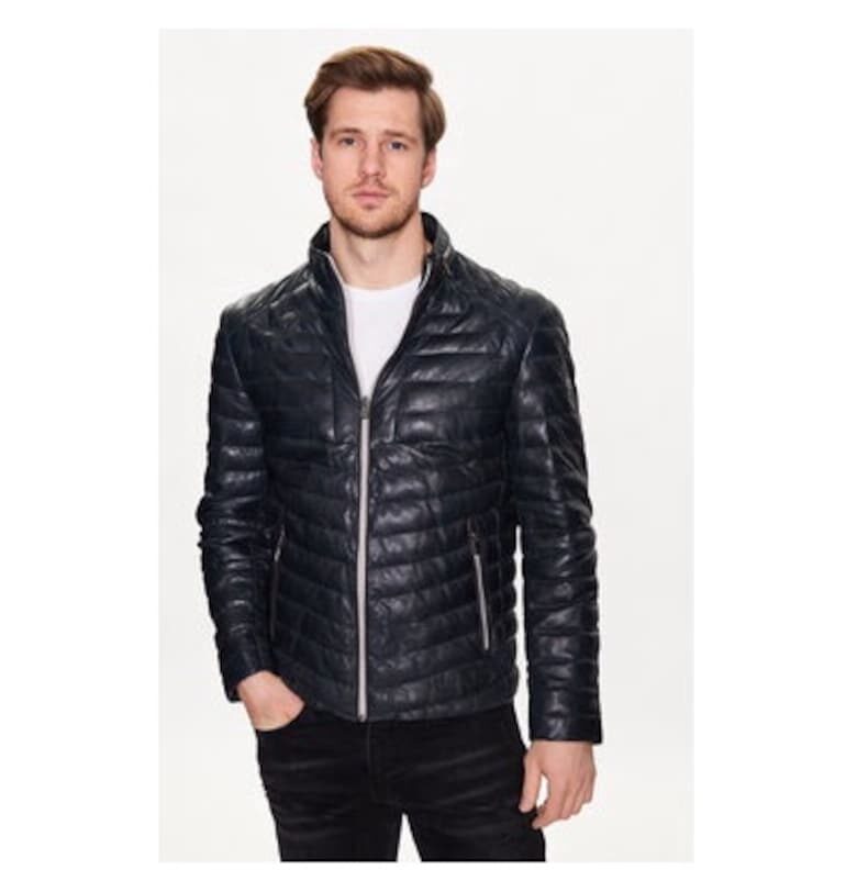 Мъжко яке -  302896691 - Естествена кожа - Син - Син Milestone