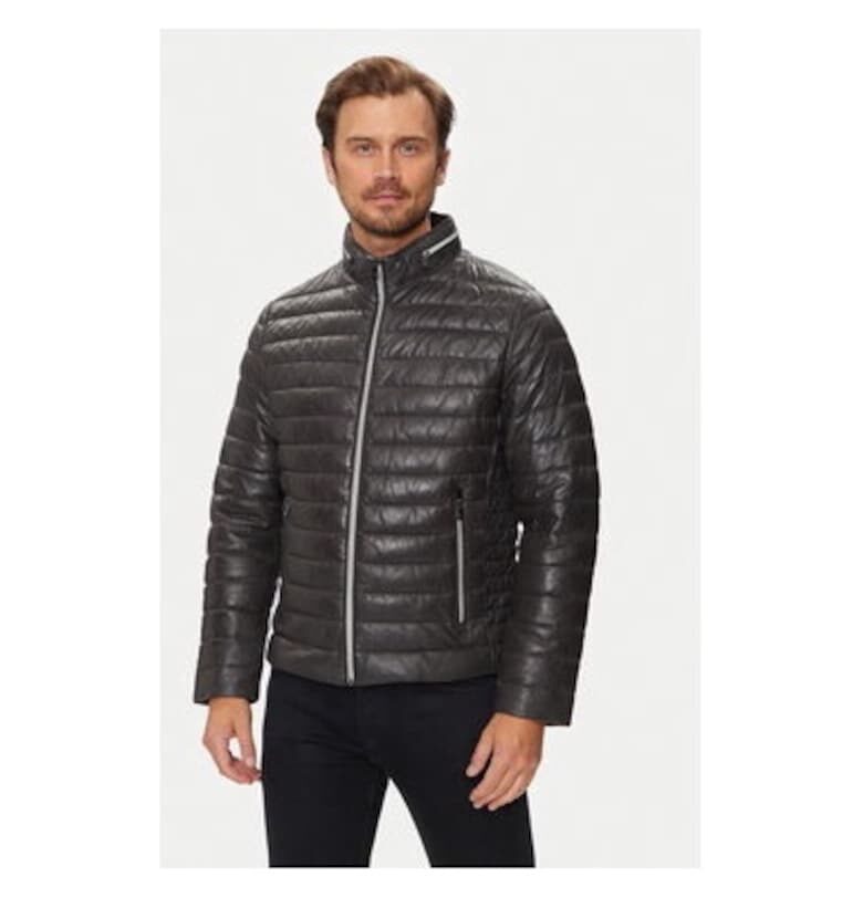 Мъжко яке -  303959609 - Естествена кожа - Сив - Сив Milestone