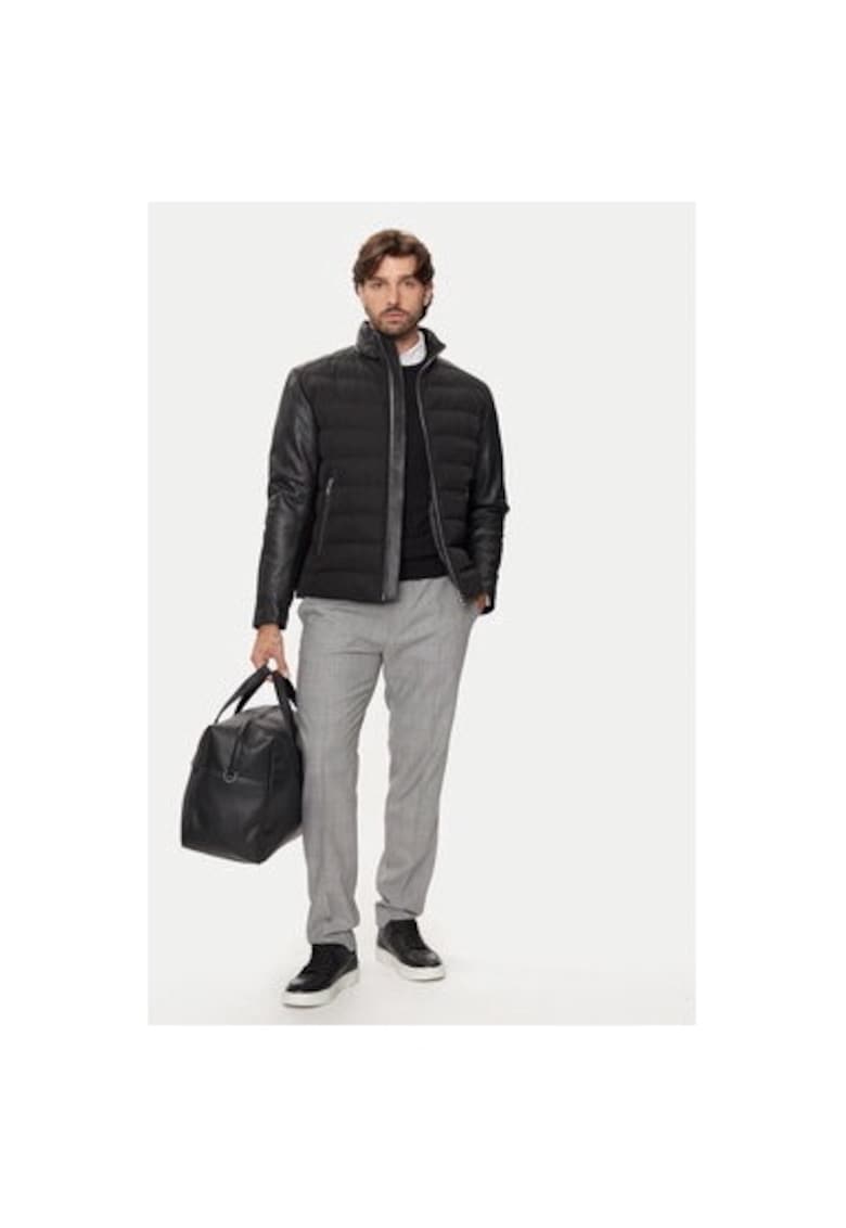 Мъжко яке - 304017629 - Естествена кожа/Полиестер - Черно - Черен BOSS