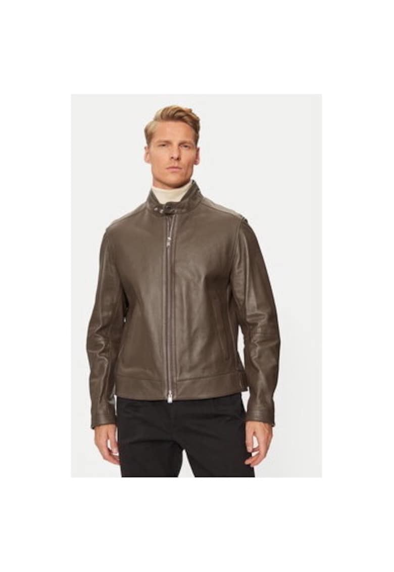 Мъжко яке - 304237614 - Естествена кожа - Кафяв - Кафяв BOSS