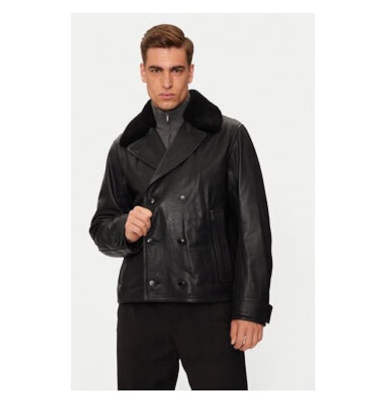 Мъжко яке -  304238284 - Естествена кожа - Черно - Черен BOSS