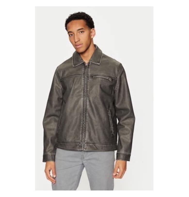 Мъжко яке -  304527104 - Екокожа - Сив - Сив BRAVE SOUL