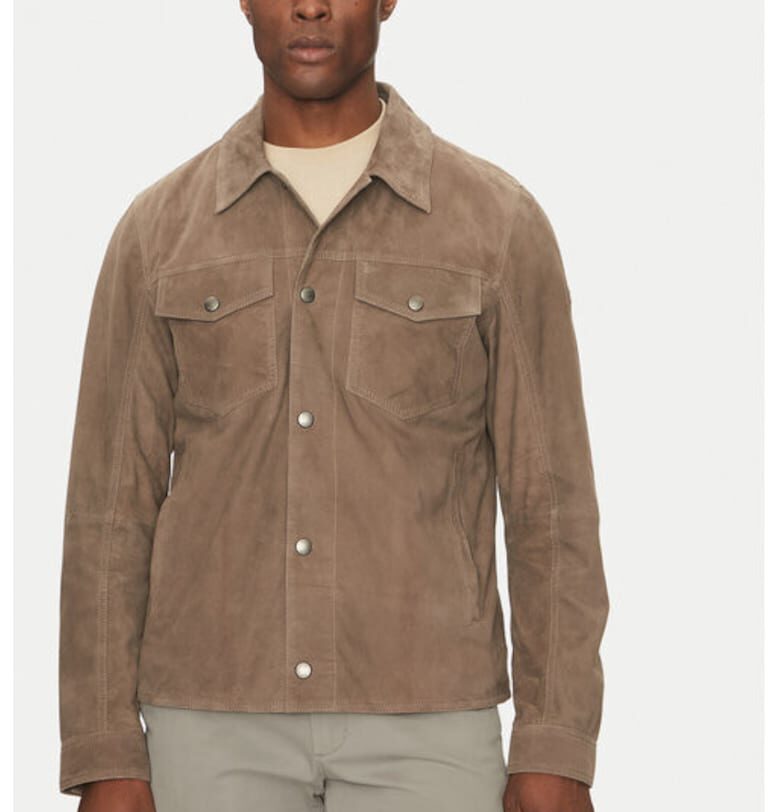 Мъжко яке - Joop! Дънки - 305152411 - Естествена кожа - Бежов - Бежов JOOP Jeans