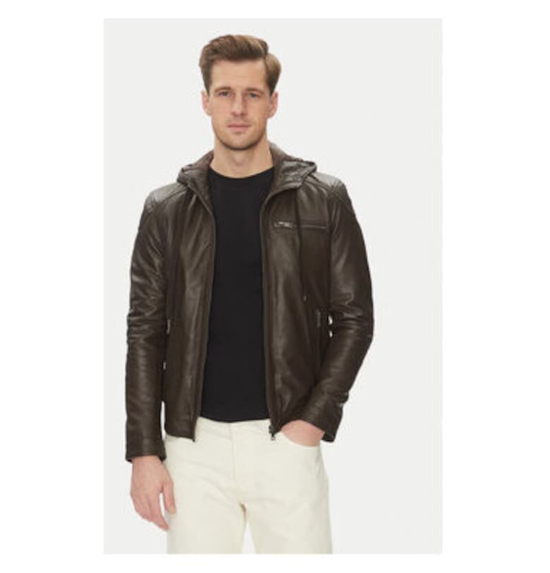 Мъжко яке  ONDO - Естествена кожа - Кафяво - Кафяв Serge Pariente