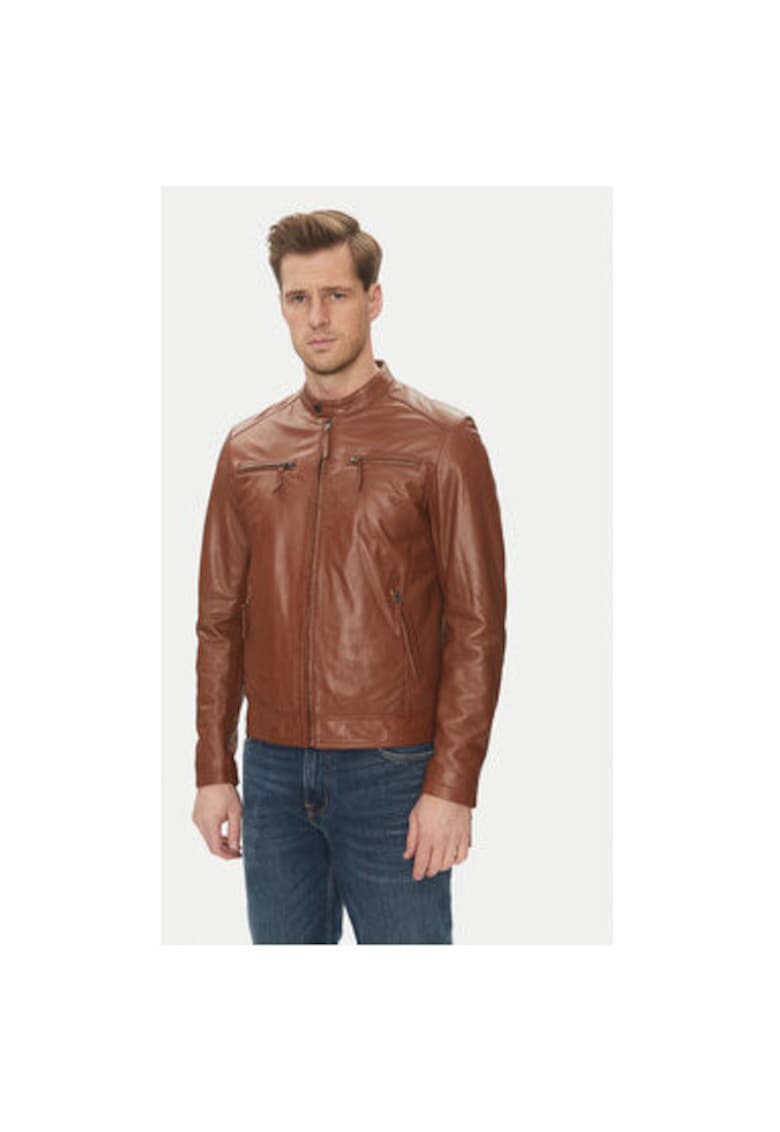 Мъжко яке TONIC - Естествена кожа - Кафяв - Кафяв Serge Pariente