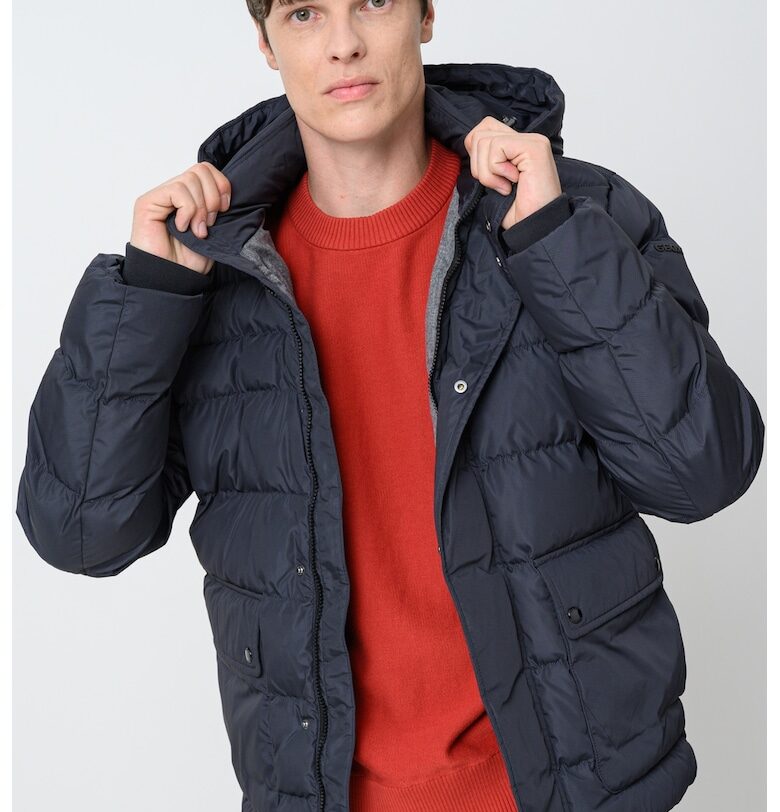 Непромокаемо зимно яке Leitan с отделяща се качулка - Антрацитно сиво Geox