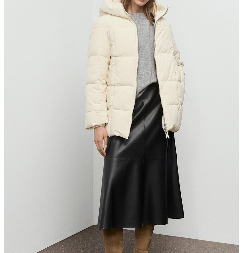 Непромокаемо зимно яке с качулка - Крем Mango