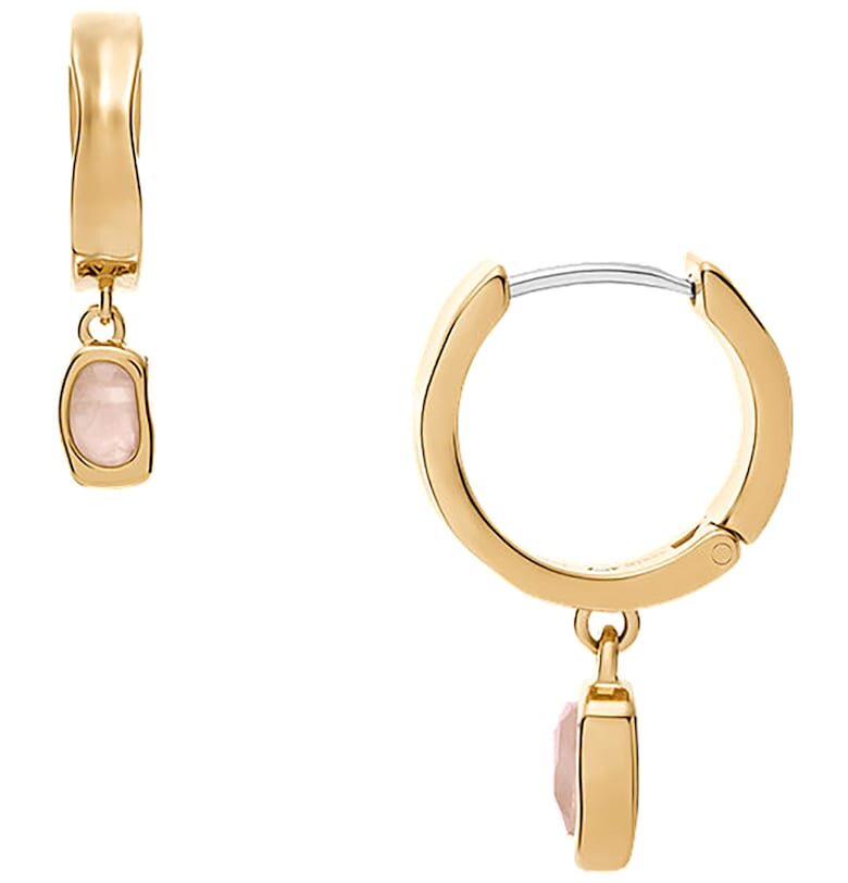 Обеци от неръждаема стомана с розов кварц Skagen