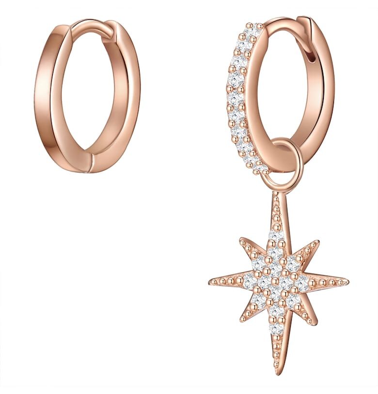 Обеци с покритие от 14К розово злато и циркони Lulu  Jane
