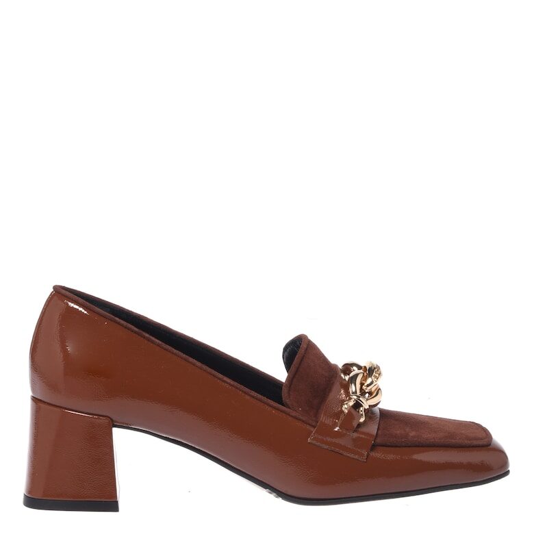 Обувки от велур и кожа с квадратен връх Baldinini