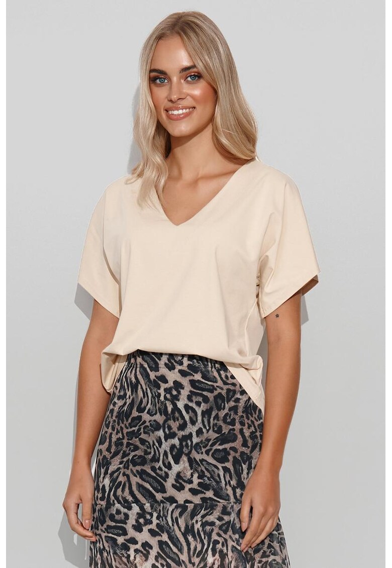 Овърсайз блуза с V-образно деколте - Makadamia